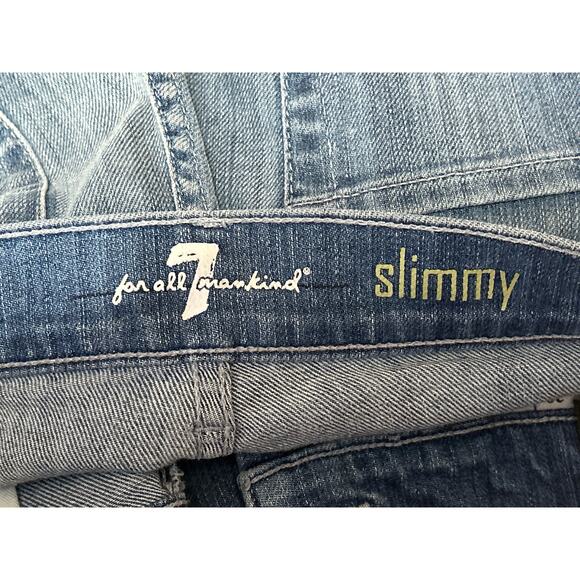 7 For All Mankind Slimmy Mens Blue High Rise Straight Slim Denim Jeans Pants 29 - Picture 4 of 5